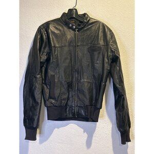 Pop England Coat Jacket Womens Genuine Leather Black Vintage Retro